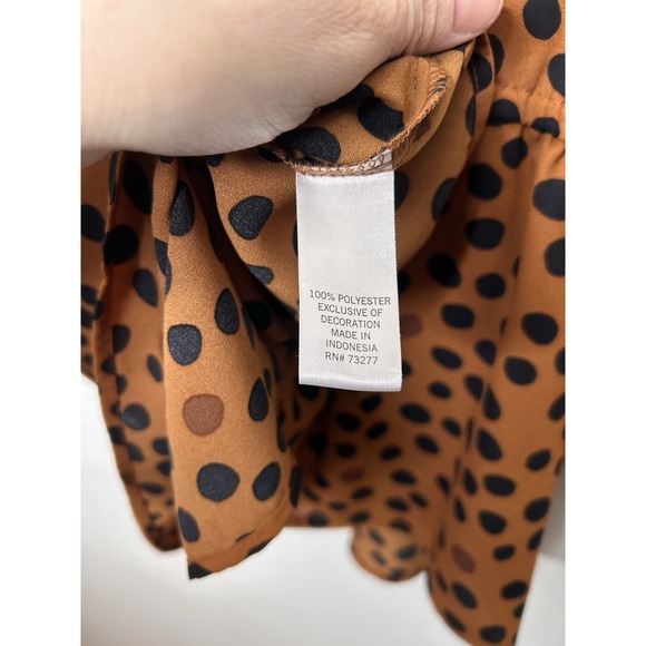 EVRI Brown Black Polka Dots Tunic 3/4 Bell Sleeve Top Women's Plus Size 1X - Picture 8 of 9